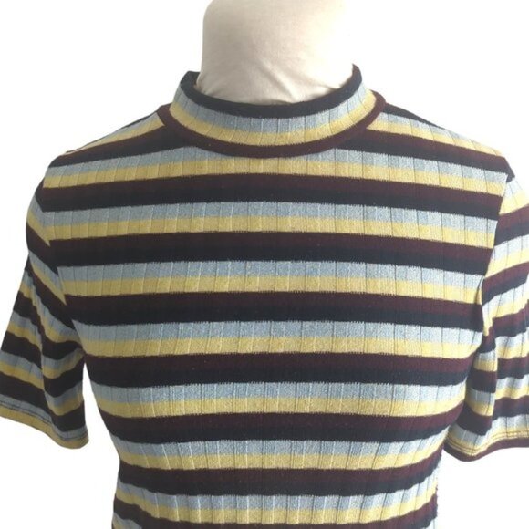 Zara Striped Metallic Ribbed Knit Midi Dress - Picture 3 of 4